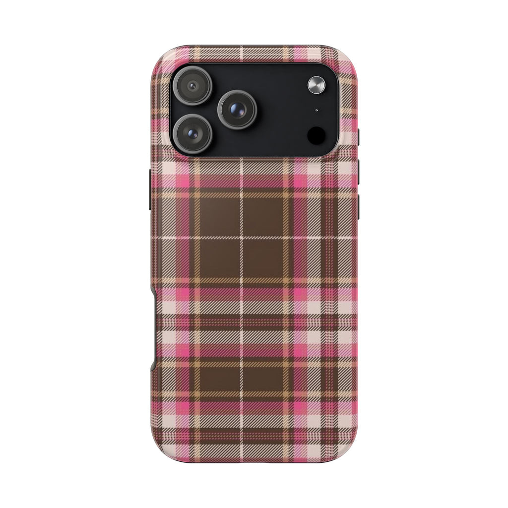 CHOCOLATE RASPBERRY TARTAN PLAID PHONE CASE