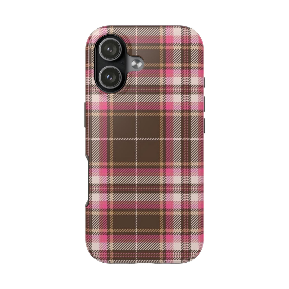 CHOCOLATE RASPBERRY TARTAN PLAID PHONE CASE
