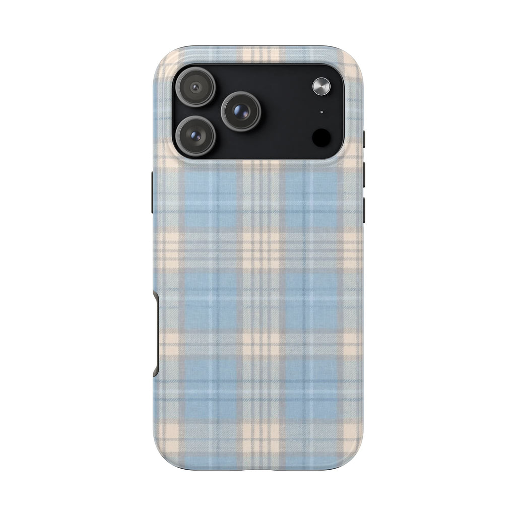 SOFT VINTAGE BLUE TARTAN PLAID PHONE CASE