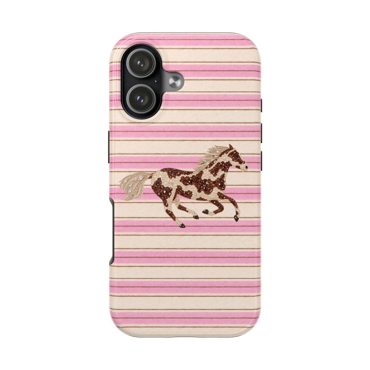 PINK STRIPES RODEO GEM HORSE PHONE CASE