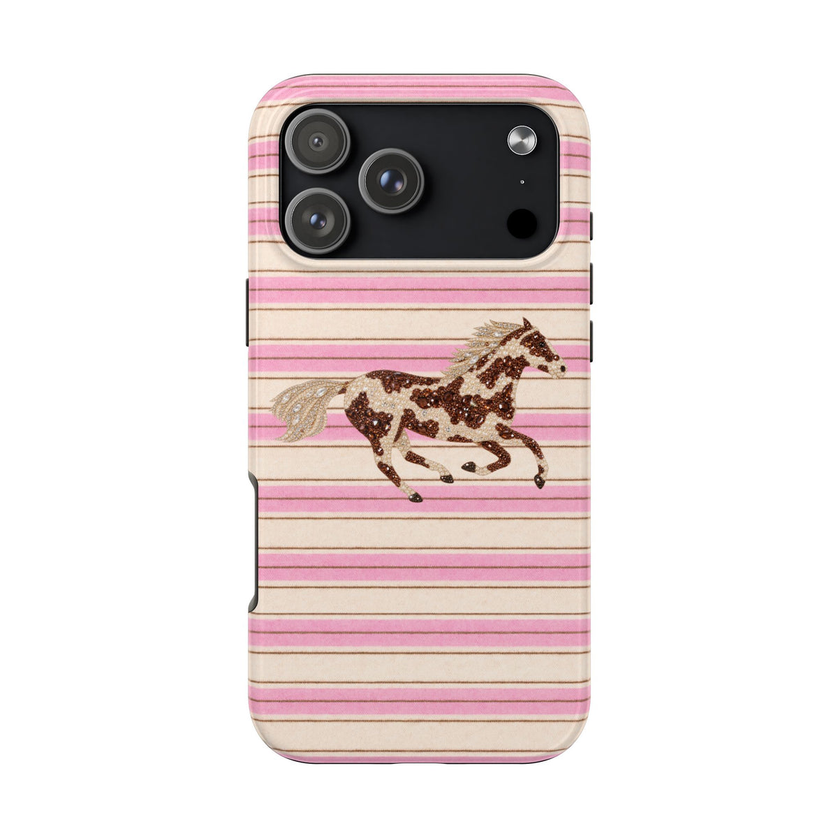 PINK STRIPES RODEO GEM HORSE PHONE CASE