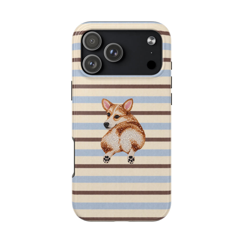 HONEY BROWN STRIPES CORGI PHONE CASE