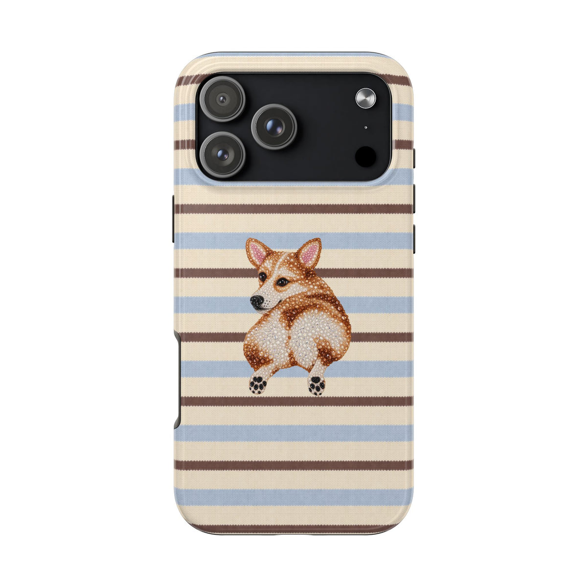 HONEY BROWN STRIPES CORGI PHONE CASE