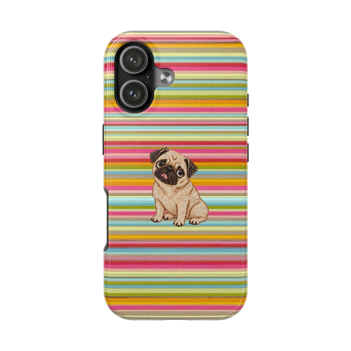 JET SET STRIPES PUG PUPPY PHONE CASE