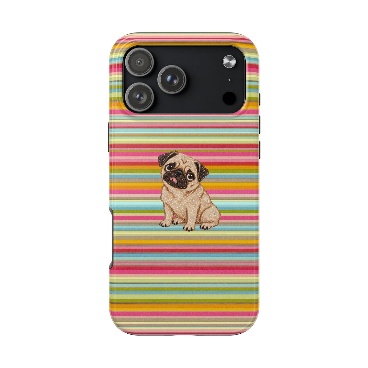 JET SET STRIPES PUG PUPPY PHONE CASE