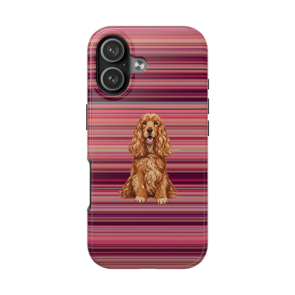 BURGUNDY STRIPES SPANIEL DOG PHONE CASE