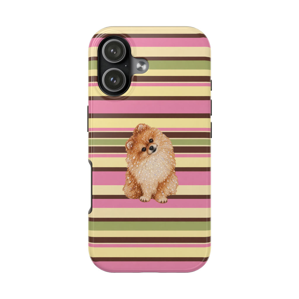 PICNIC STRIPES POMERANIAN DOG PHONE CASE