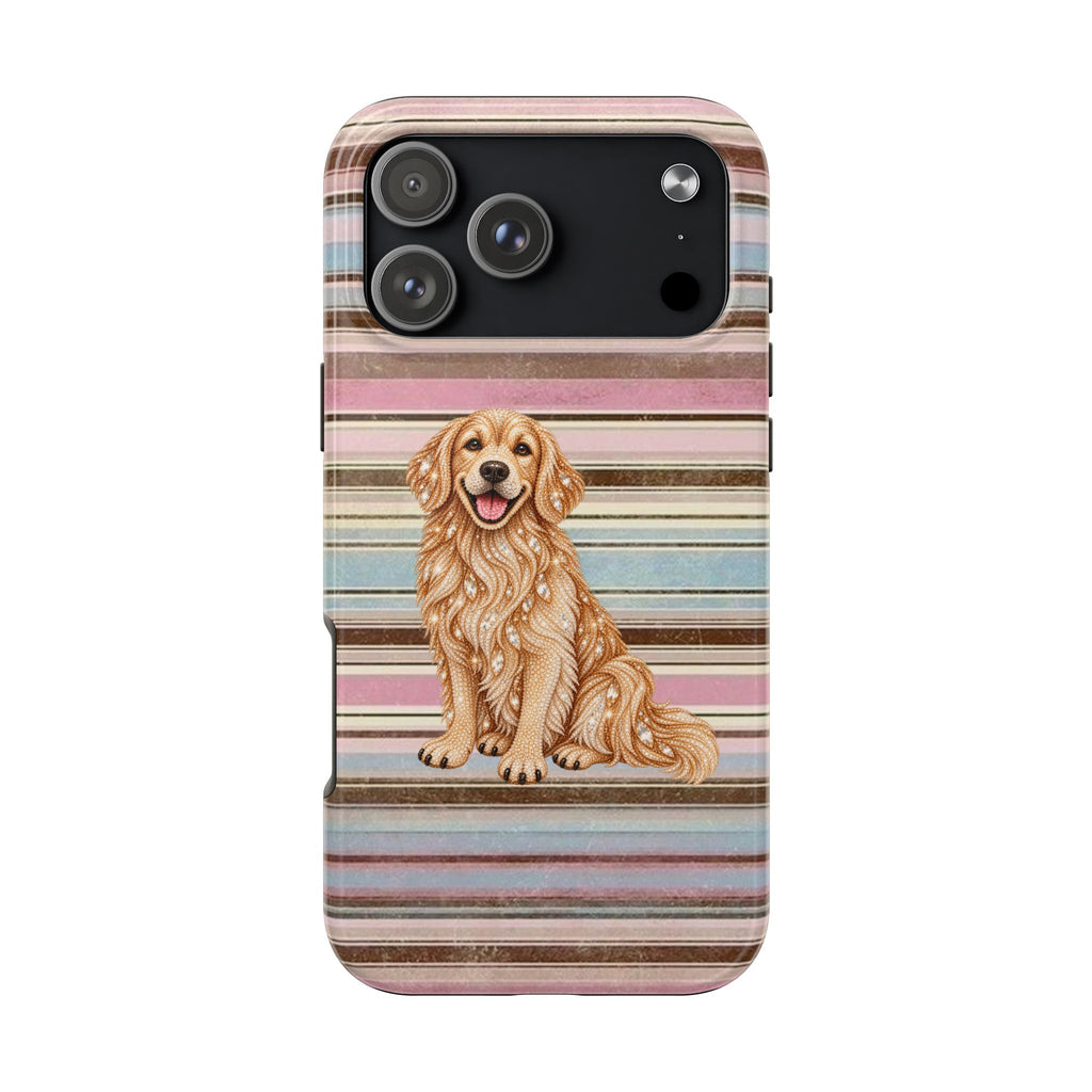 AUTUMN STRIPES GOLDEN RETRIEVER PHONE CASE