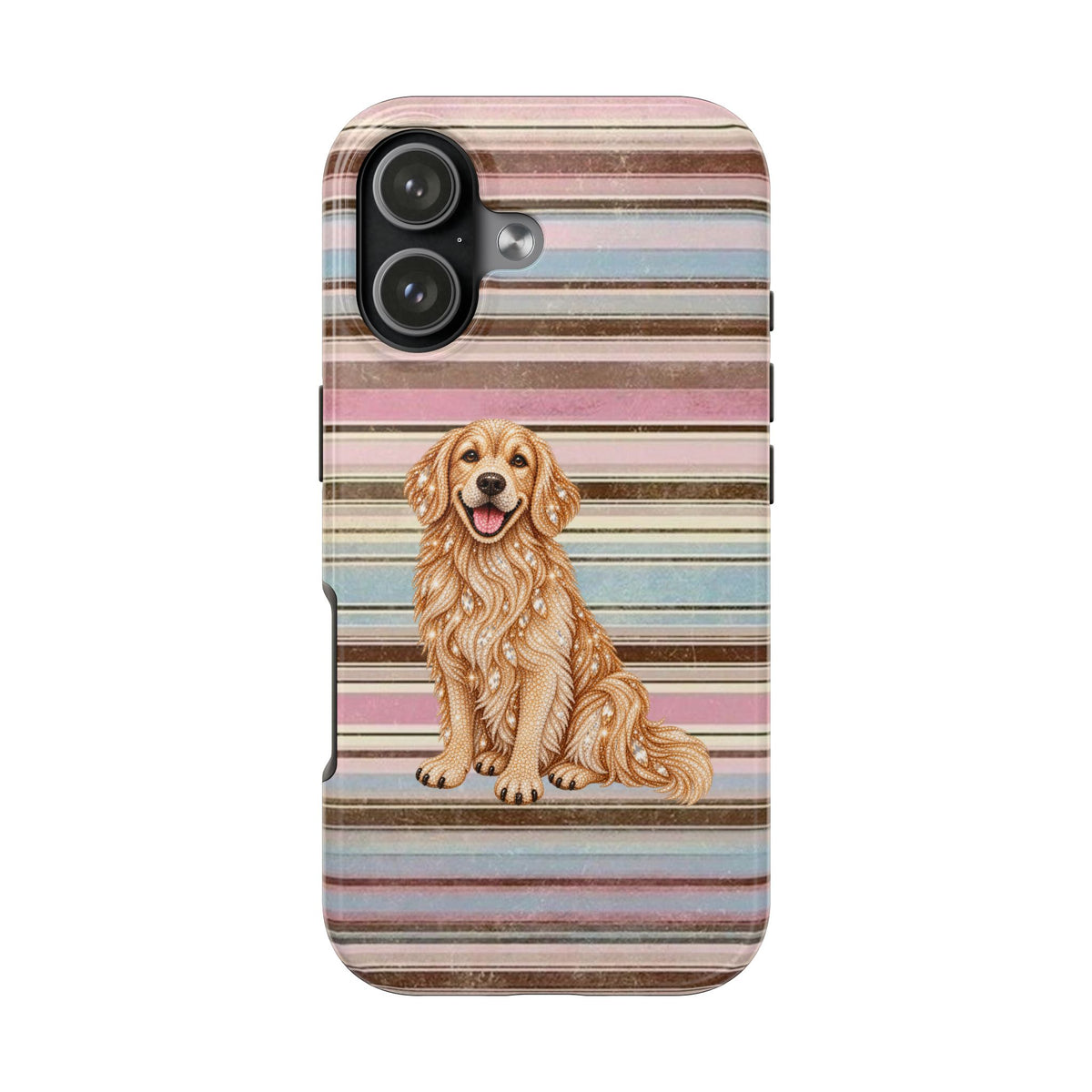 AUTUMN STRIPES GOLDEN RETRIEVER PHONE CASE