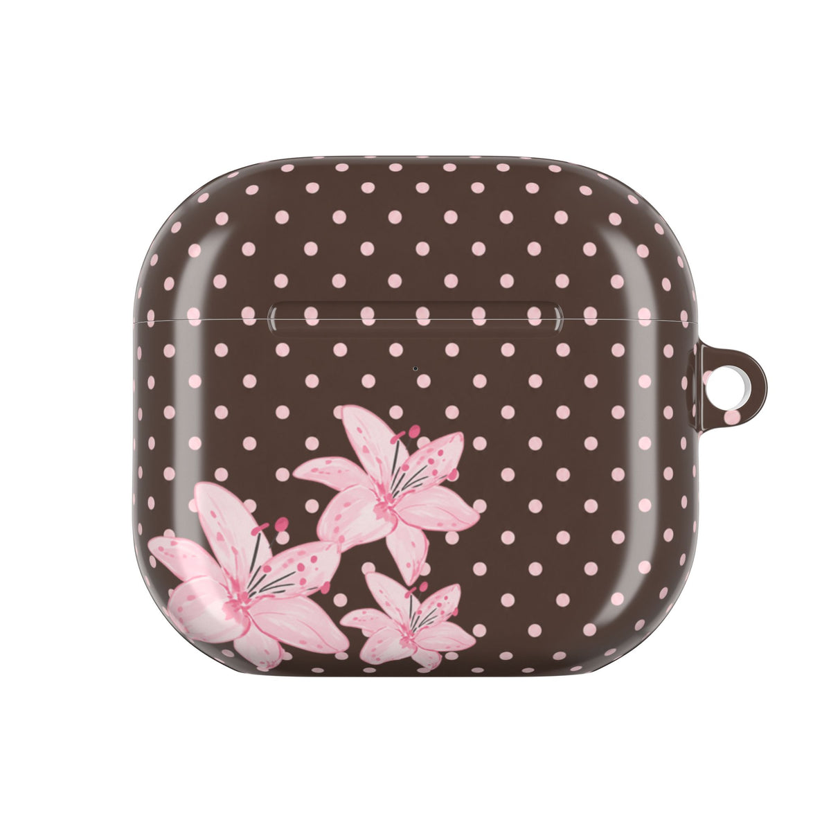 BROWN POLKA DOTS PINK FLORAL AIRPOD CASE