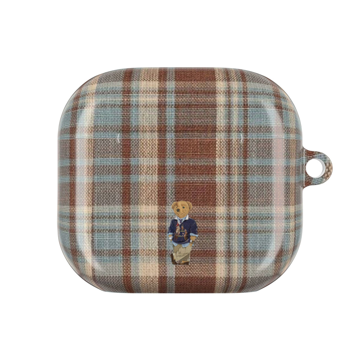 BROWN PLAID MINI TEDDY BEAR AIRPOD CASE