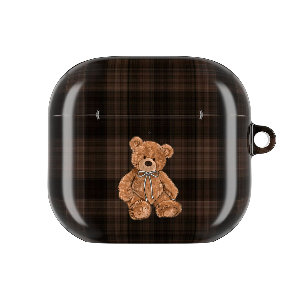 BROWNSTONE PLAID TEDDY BEAR AIRPOD CASE