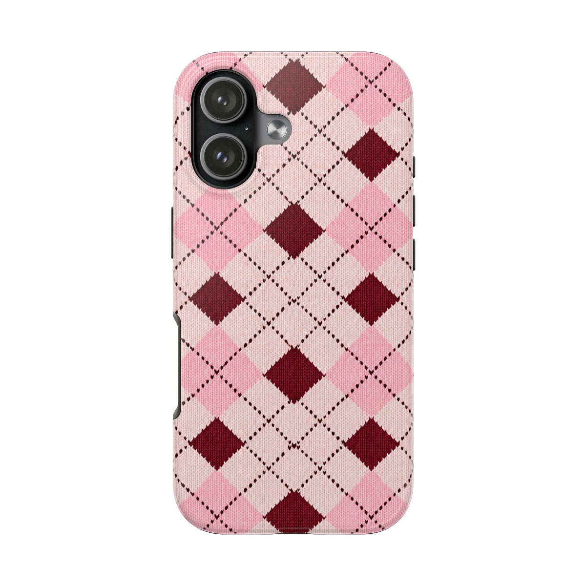 BURGUNDY ARGYLE PHONE CASE