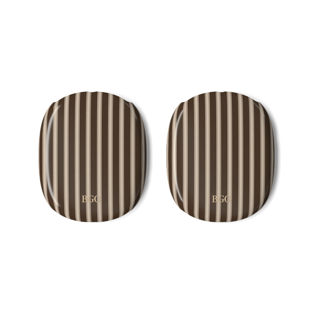 PERSONALIZED BROWN CLASSIC STRIPES INITIALS NAME AIRPODS MAX CASE COVERS