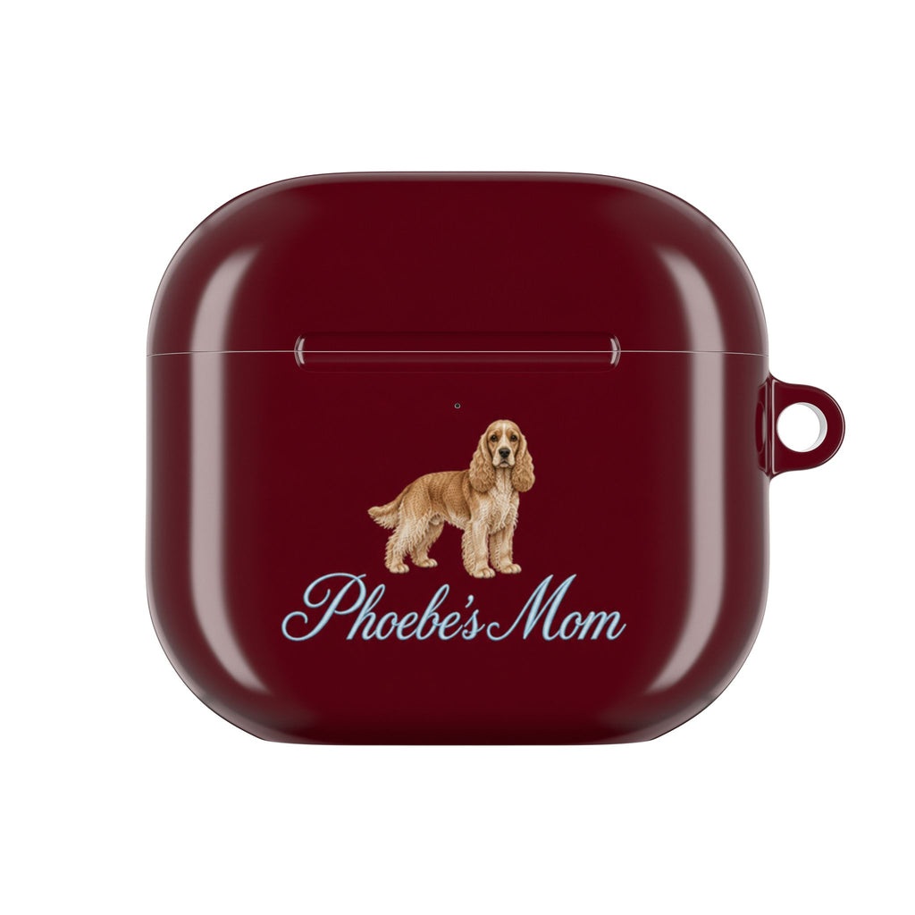 PERSONALIZED CHERRY RED SPANIEL DOG MOM CUSTOM NAME AIRPOD CASE
