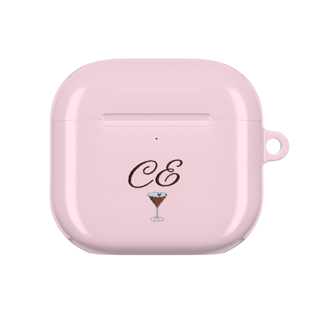 PERSONALIZED PINK MONOGRAM INITIALS ESPRESSO MARTINI CUSTOM NAME AIRPOD CASE