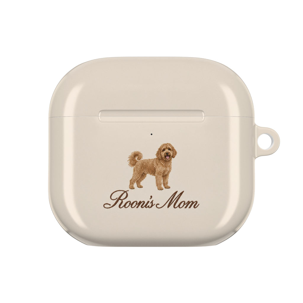 PERSONALIZED BEIGE GOLDENDOODLE DOG MOM CUSTOM NAME AIRPOD CASE