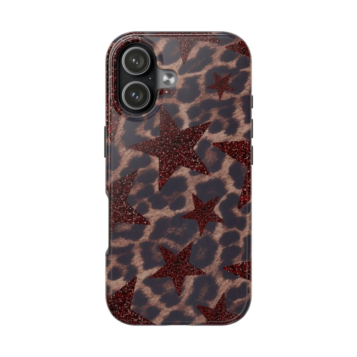 BURGUNDY RED LEOPARD STARS PHONE CASE