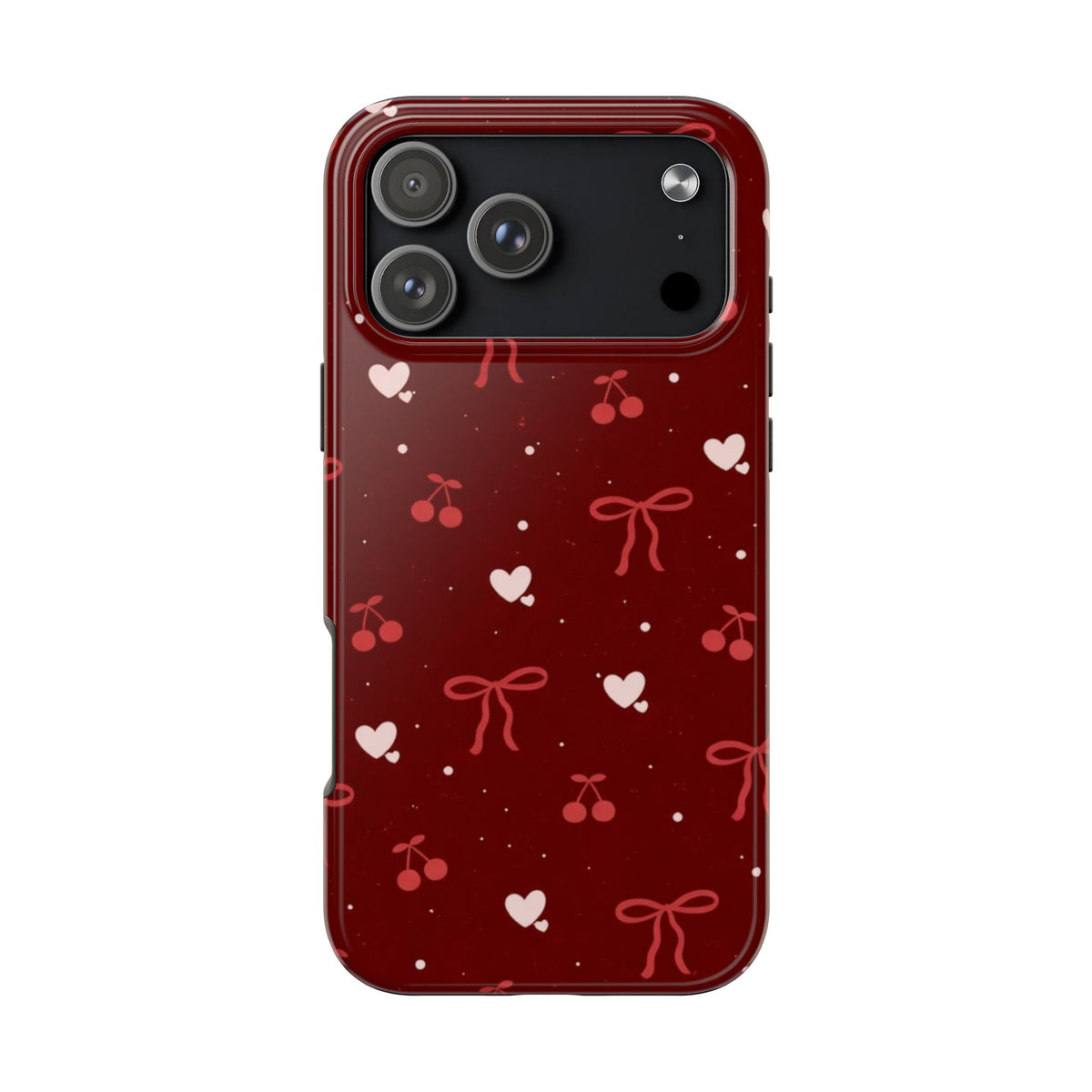 CHERRY RED BOWS & HEARTS PHONE CASE