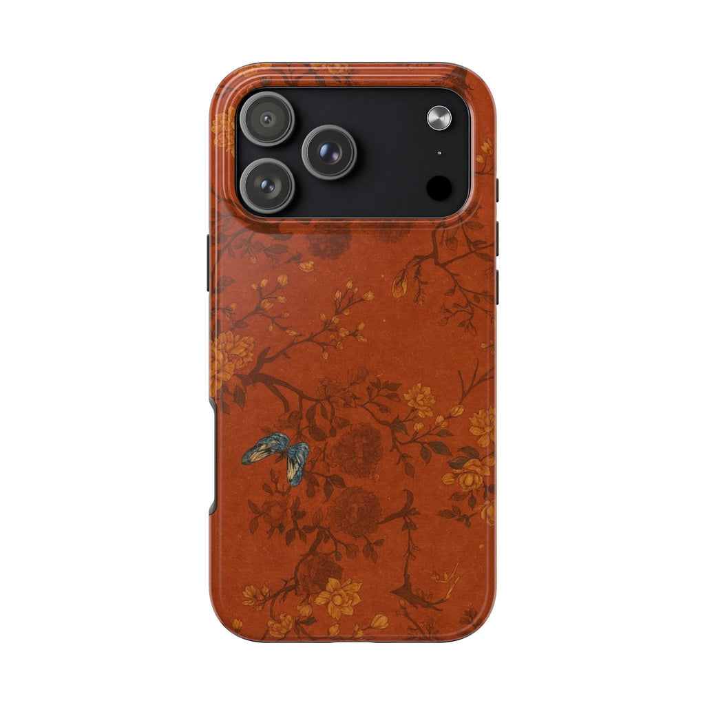 BURNT ORANGE BUTTERFLY GARDEN PHONE CASE