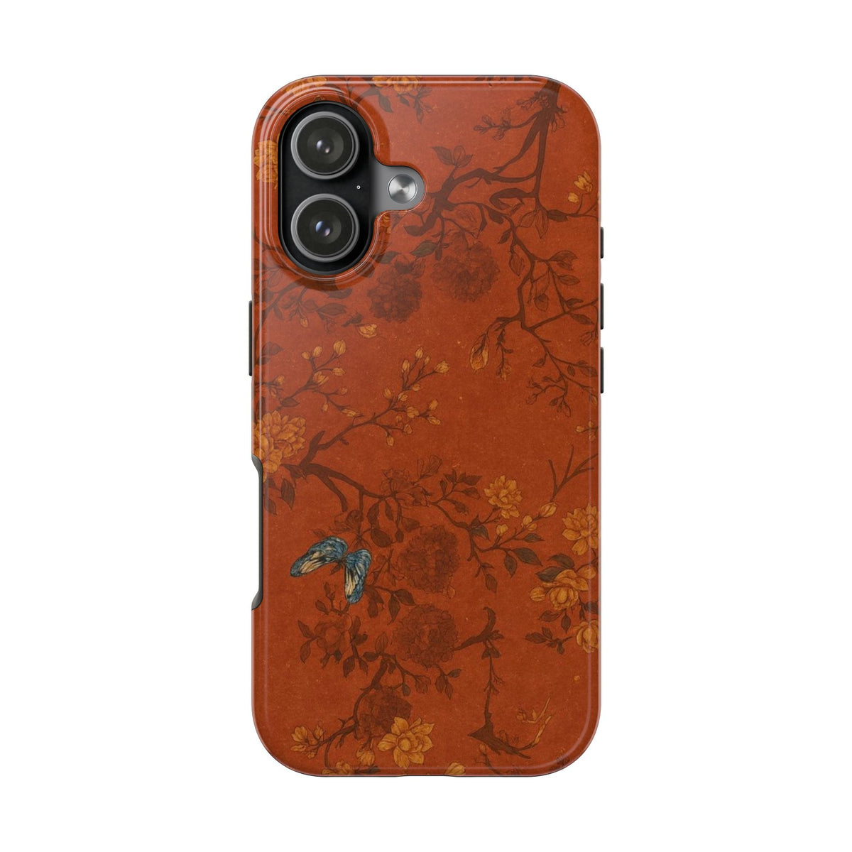 BURNT ORANGE BUTTERFLY GARDEN PHONE CASE