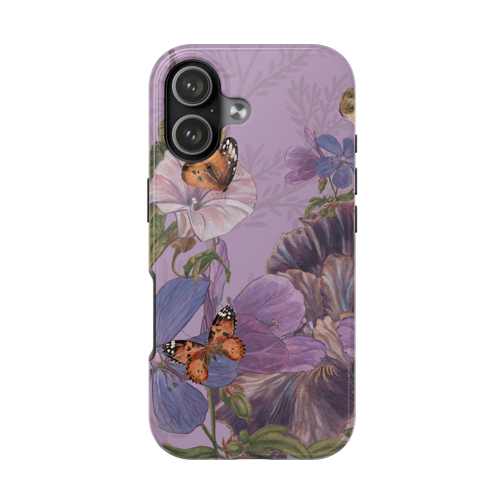 LILAC BUTTERFLY GARDEN FLORAL PHONE CASE