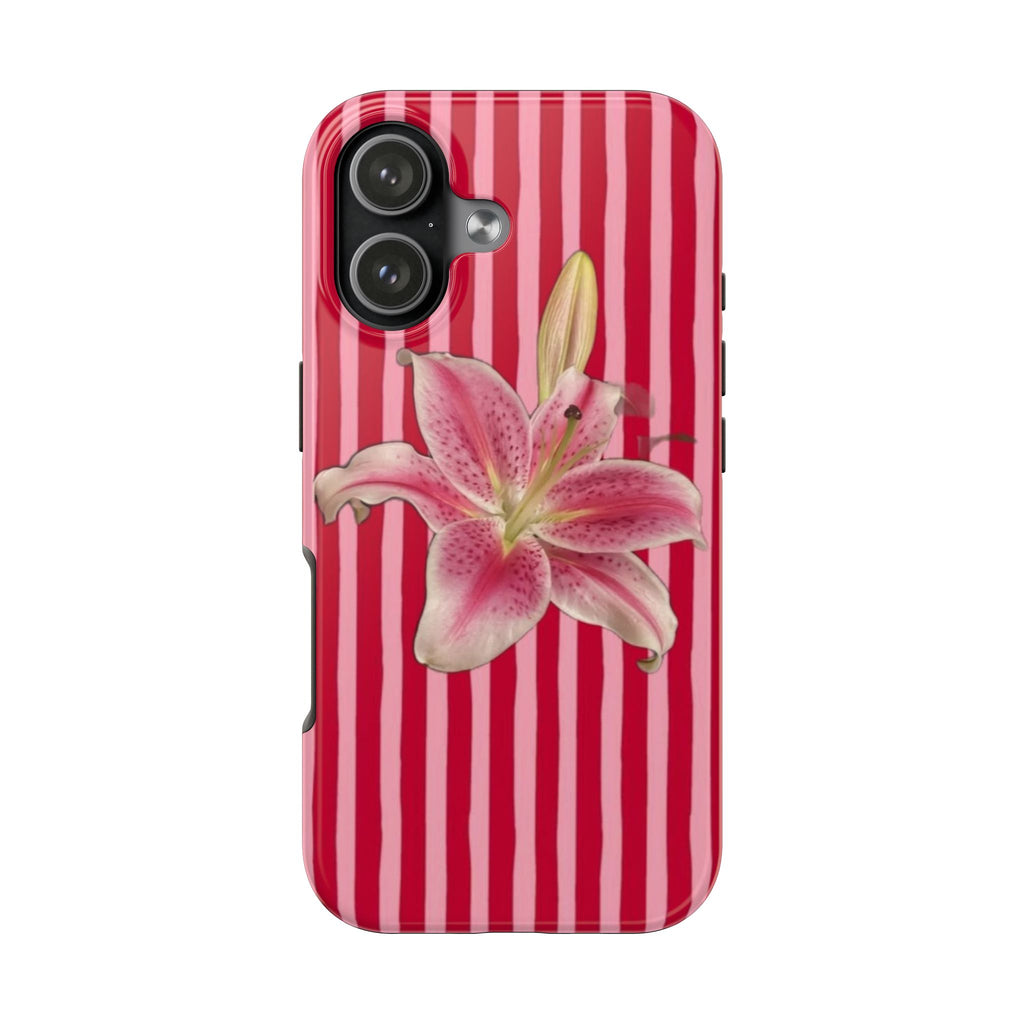 RED STRIPES ORCHID PHONE CASE