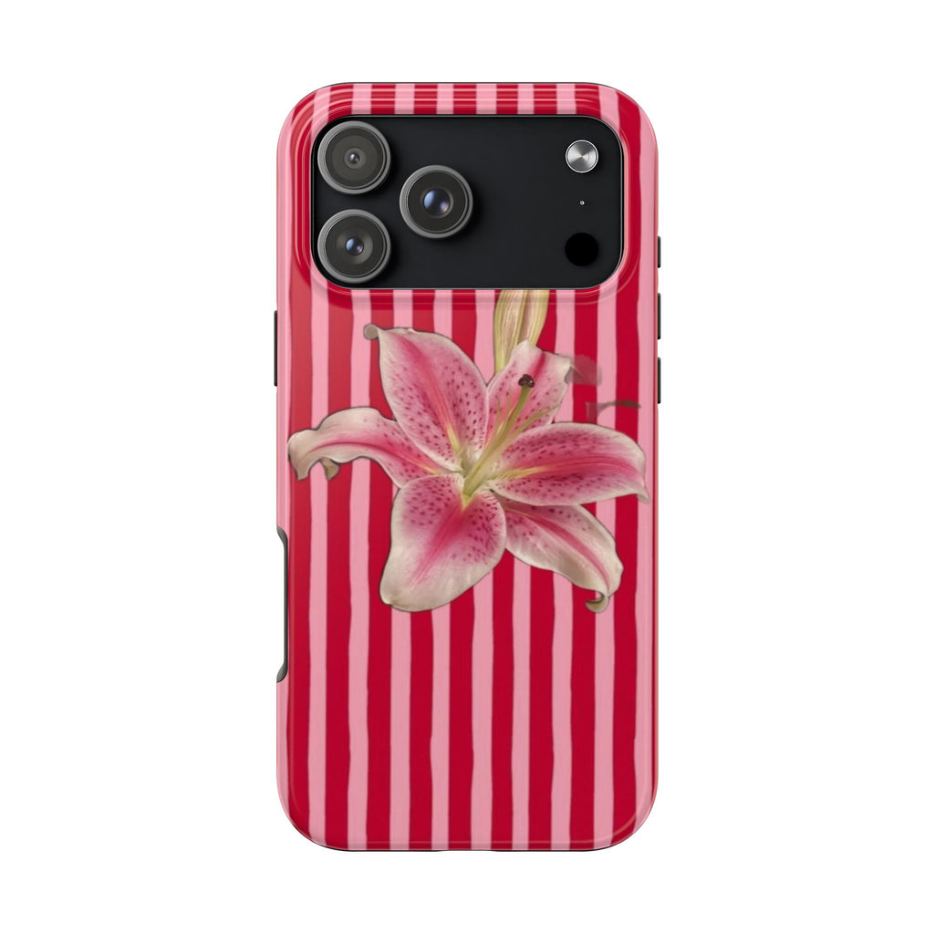 RED STRIPES ORCHID PHONE CASE