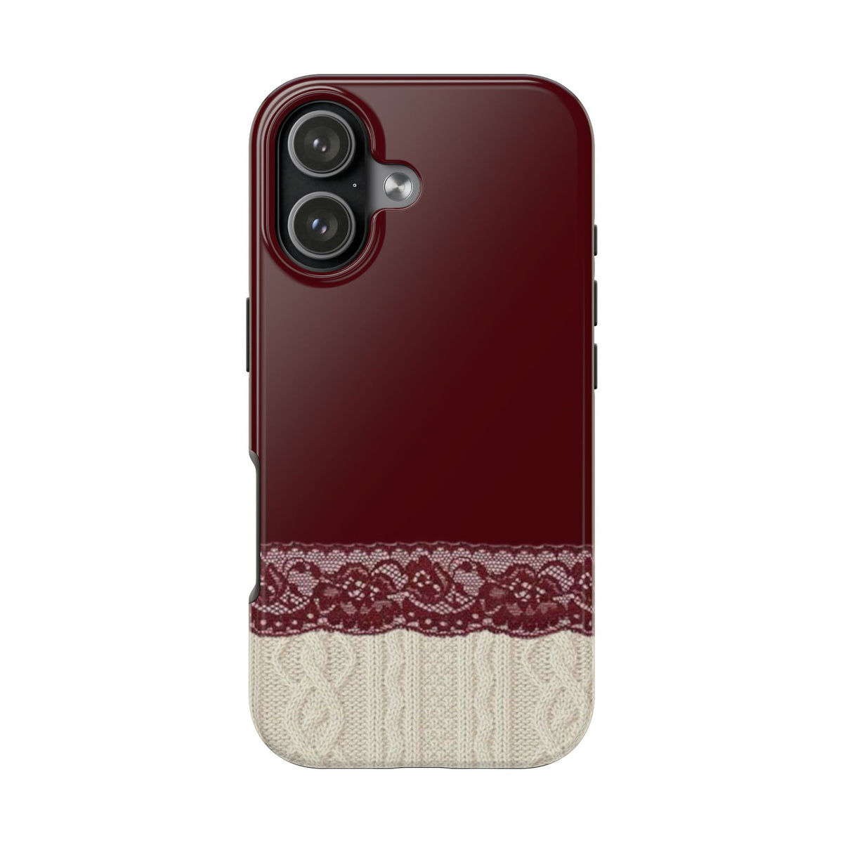 BURGUNDY LACE KNIT PHONE CASE