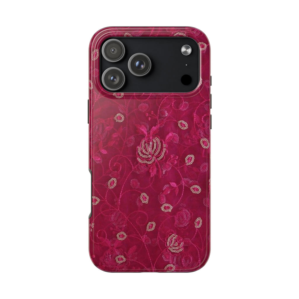 BURGUNDY RUBY FLORAL PHONE CASE