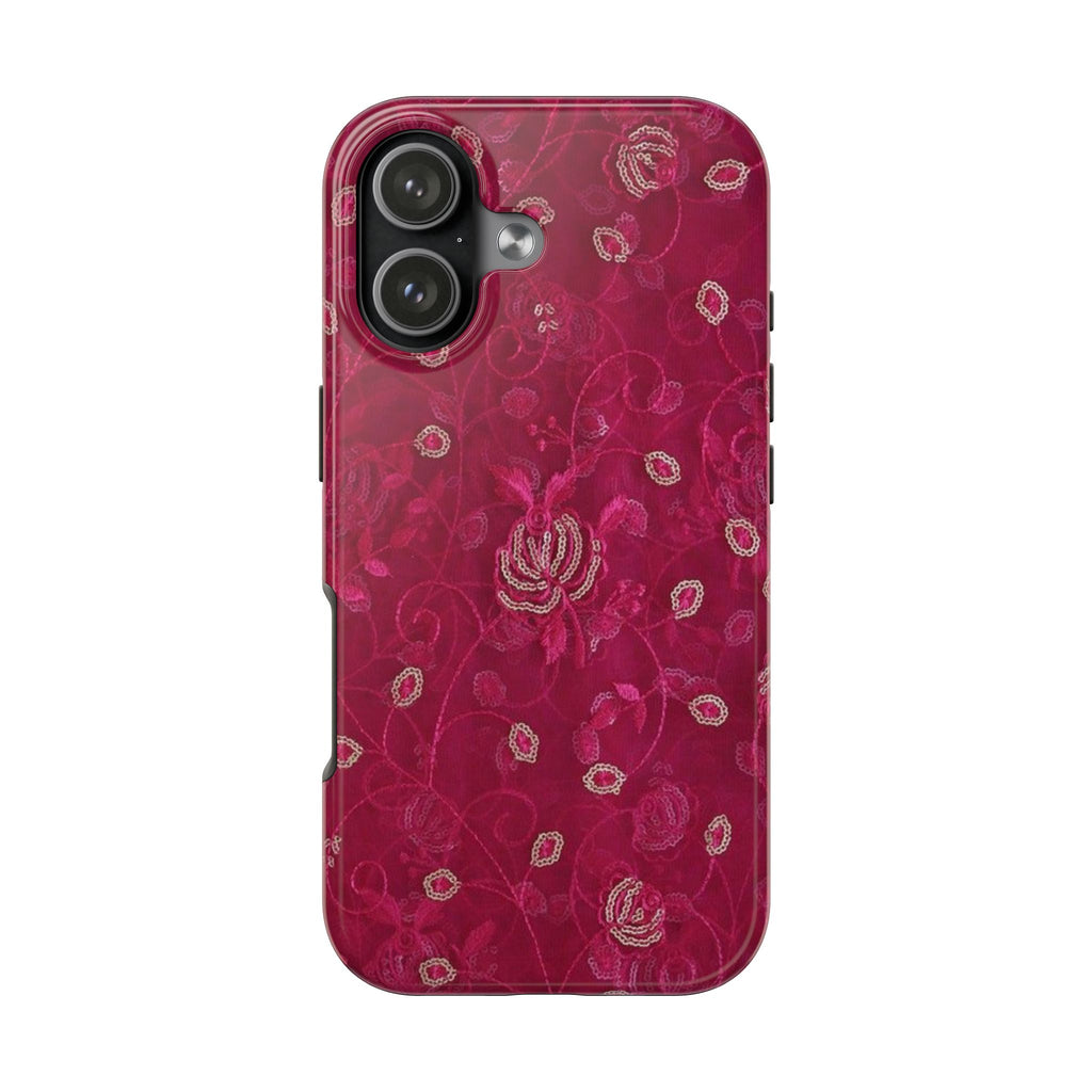 BURGUNDY RUBY FLORAL PHONE CASE