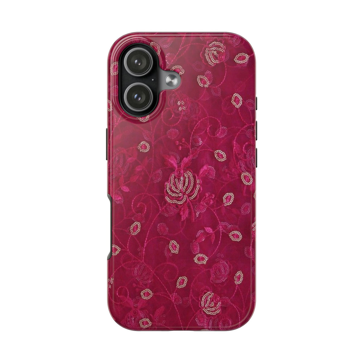 BURGUNDY RUBY FLORAL PHONE CASE