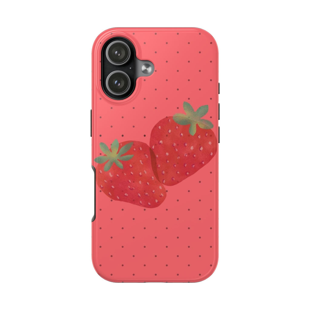 RED POLKA DOTS STRAWBERRIES PHONE CASE