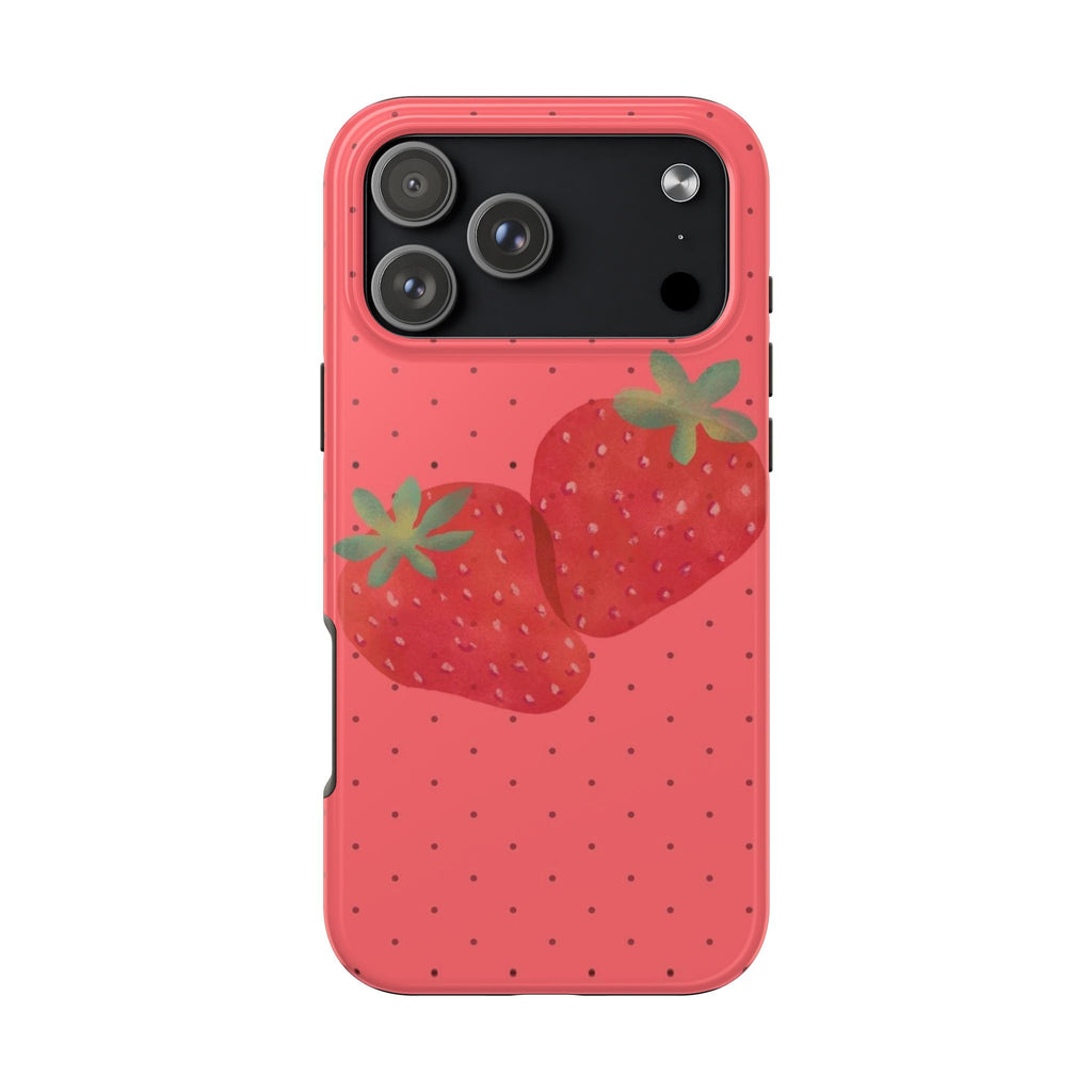 RED POLKA DOTS STRAWBERRIES PHONE CASE