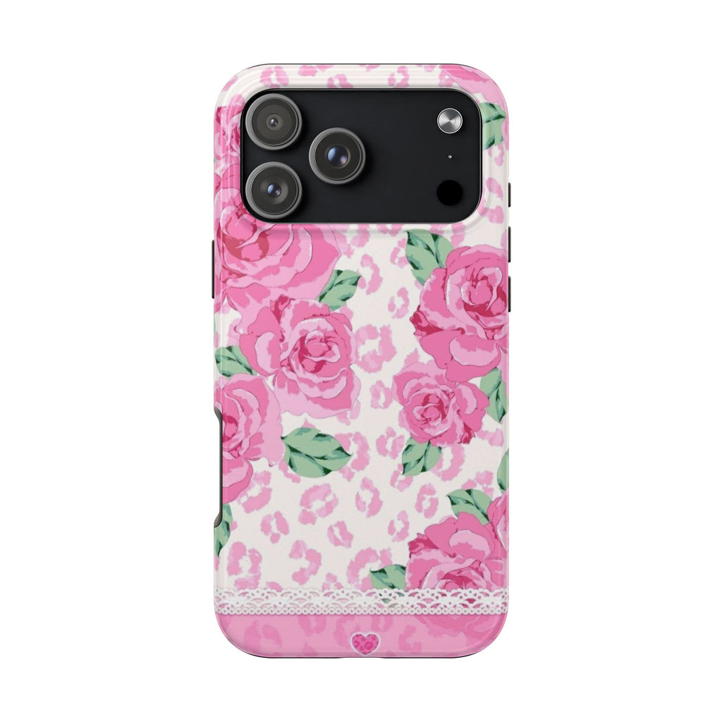 PINK LEOPARD ROSES PHONE CASE