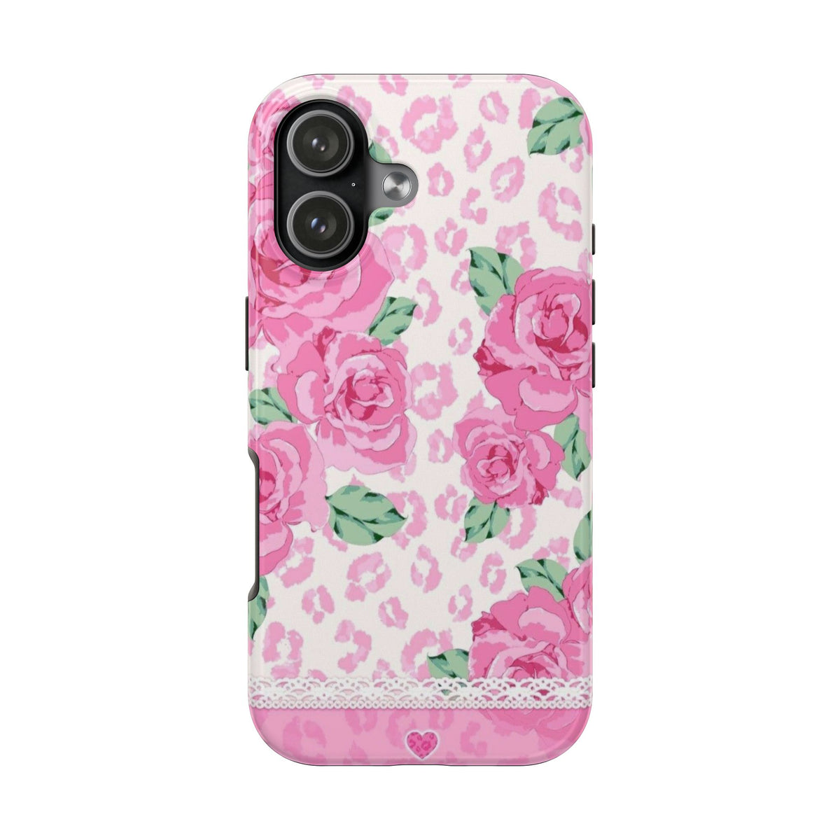 PINK LEOPARD ROSES PHONE CASE