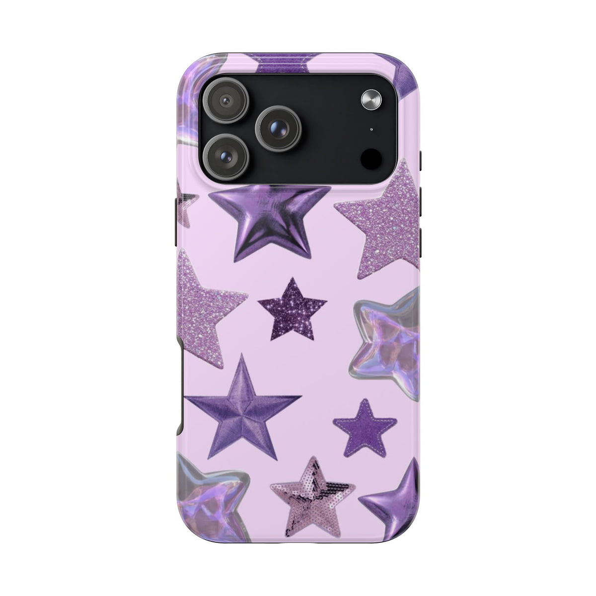 PURPLE GLITTER STARS PHONE CASE