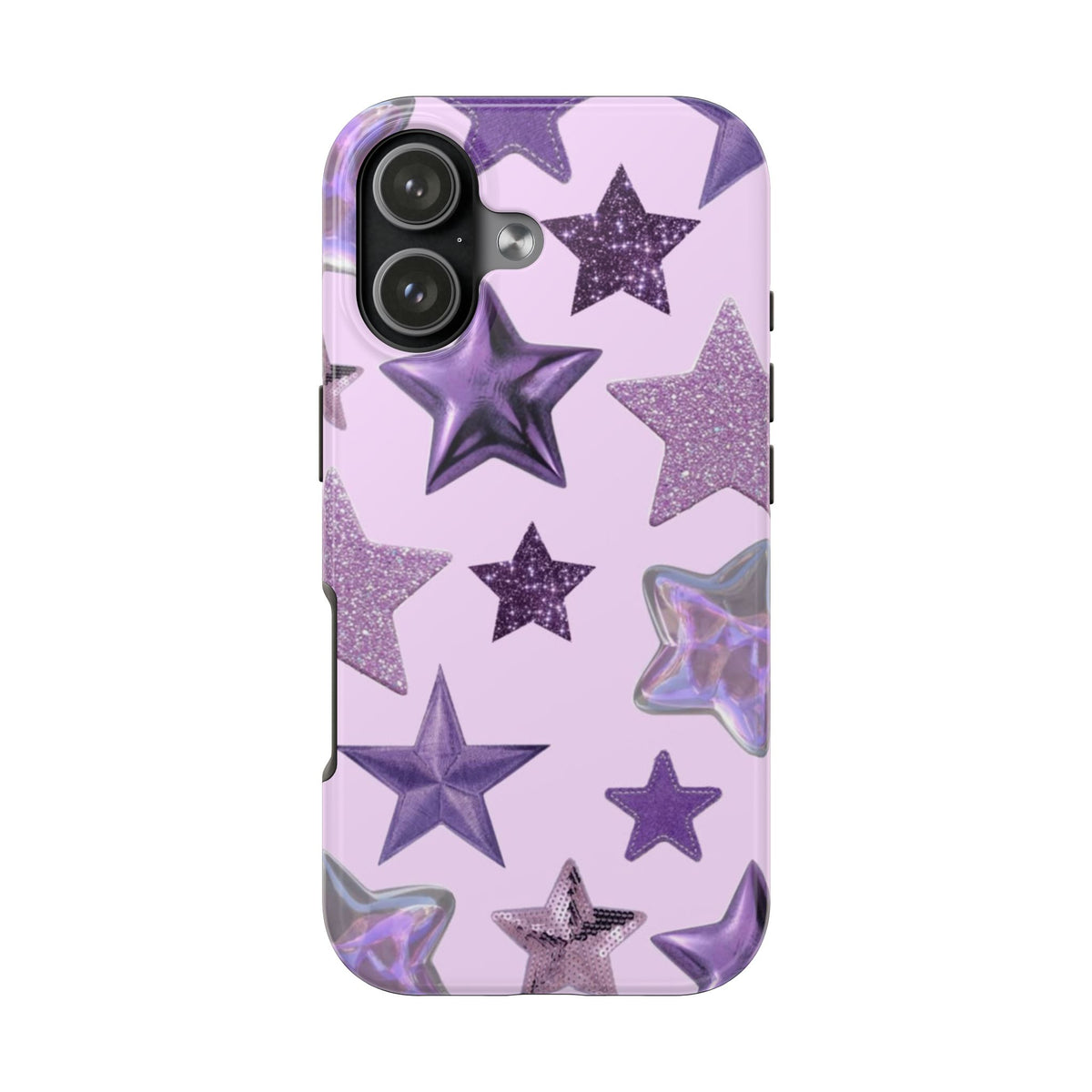 PURPLE GLITTER STARS PHONE CASE