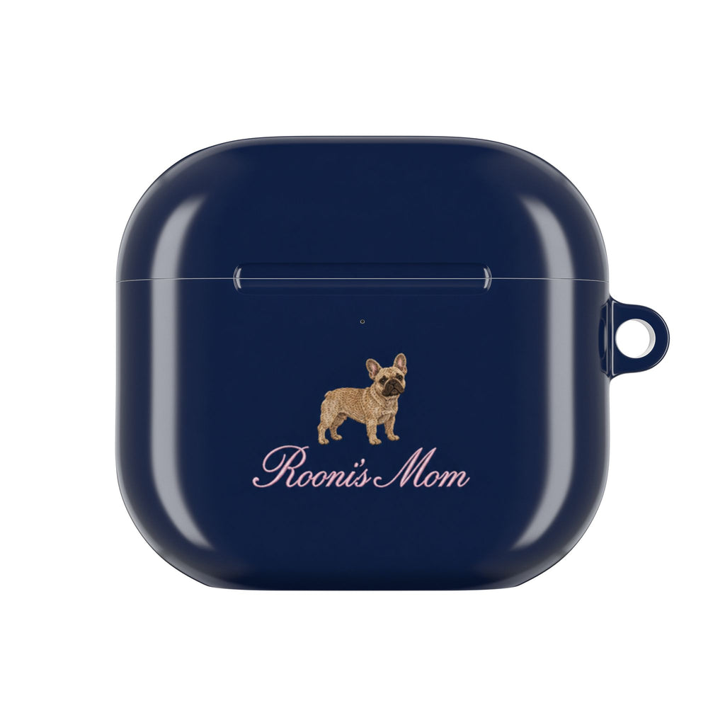 PERSONALIZED NAVY BLUE FRENCH BULLDOG DOG MOM CUSTOM NAME AIRPOD CASE