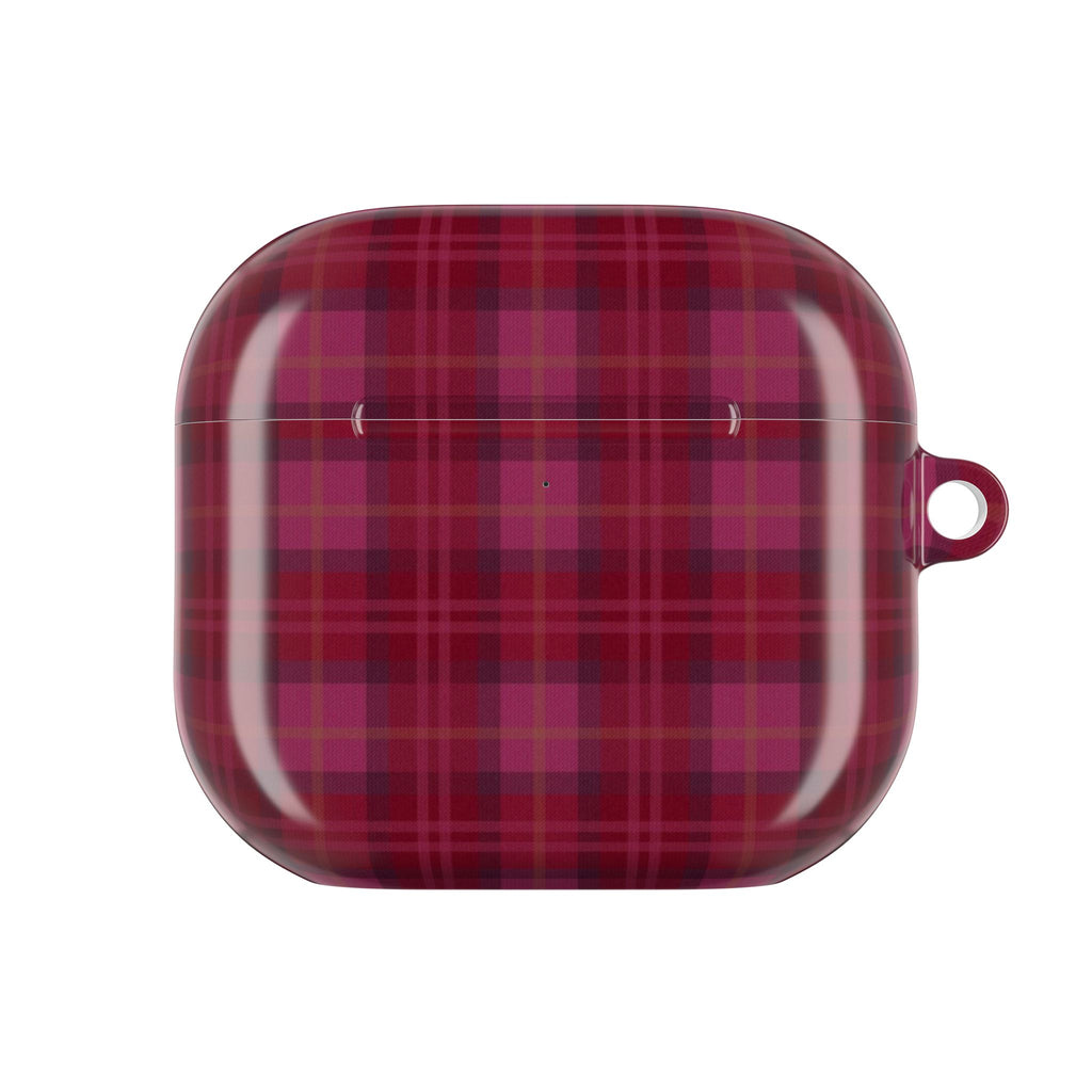 SCARLET RED BURGUNDY PLAID AIRPOD CASE