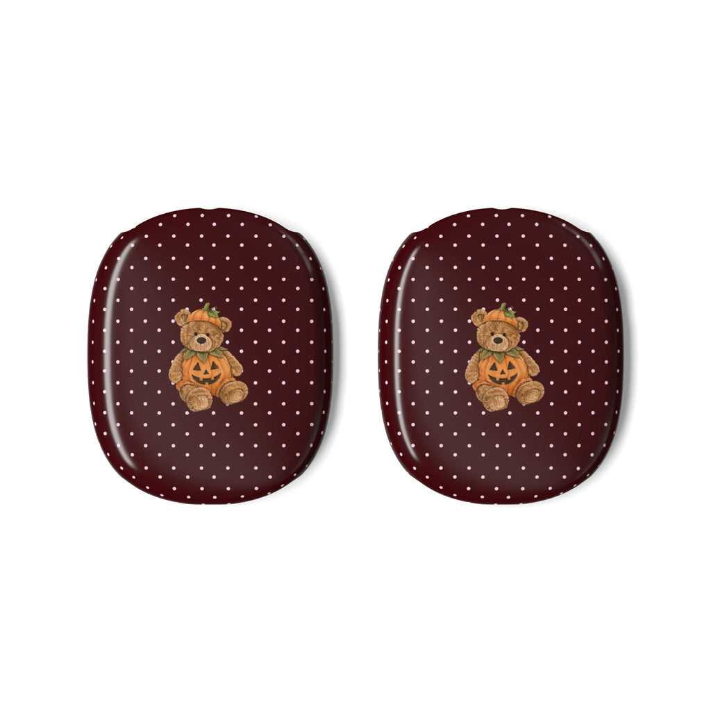 BURGUNDY POLKA DOTS HALLOWEEN TEDDY BEAR AIRPODS MAX CASE COVERS