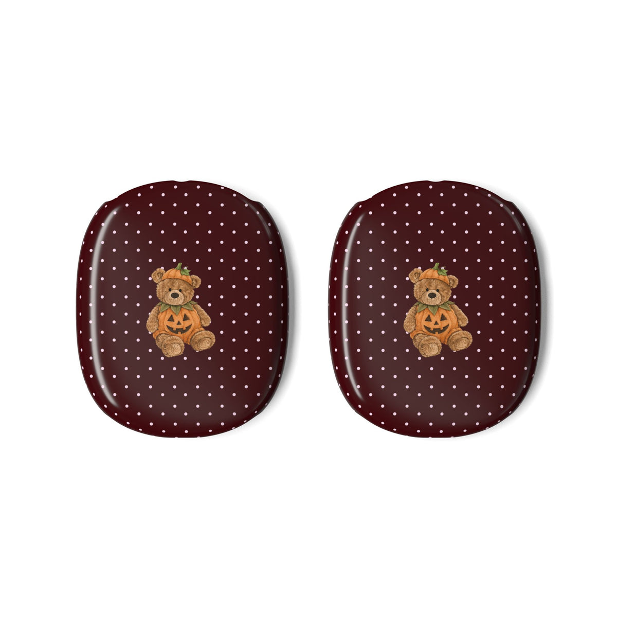 BURGUNDY POLKA DOTS HALLOWEEN TEDDY BEAR AIRPODS MAX CASE COVERS