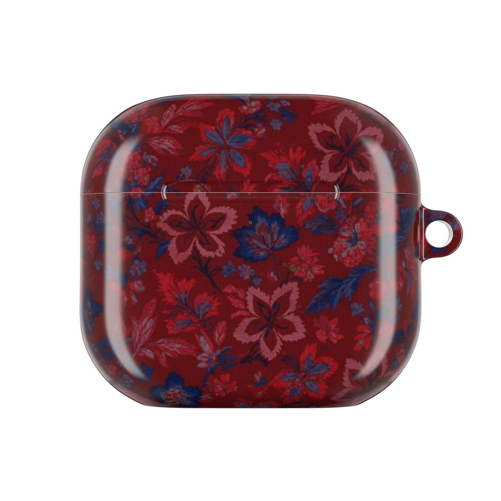 BURGUNDY BLUE FLORAL AIRPOD CASE