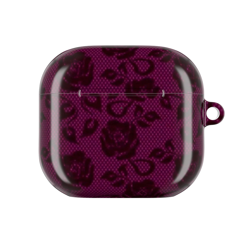 BURGUNDY CHERRY LACE FLORAL AIRPOD CASE
