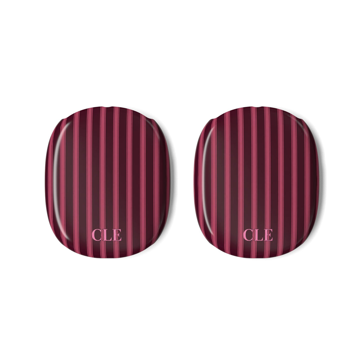 PERSONALIZED DARK CHERRY CLASSIC STRIPES INITIALS CUSTOM NAME AIRPODS MAX CASE COVERS