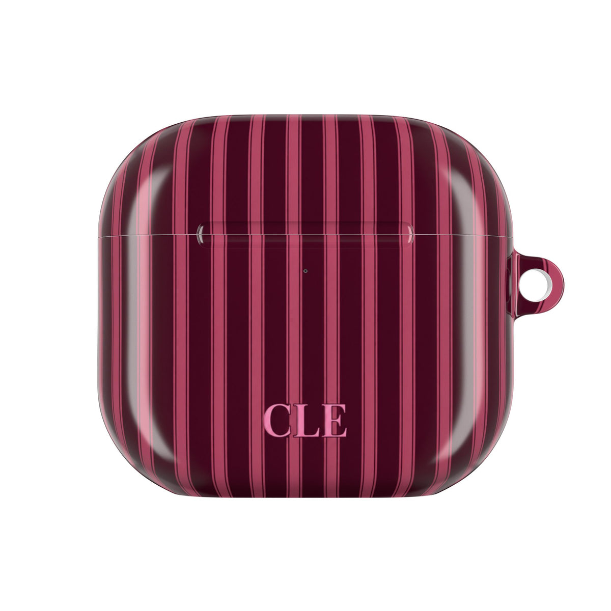 PERSONALIZED DARK CHERRY CLASSIC STRIPES INITIALS CUSTOM NAME AIRPOD CASE