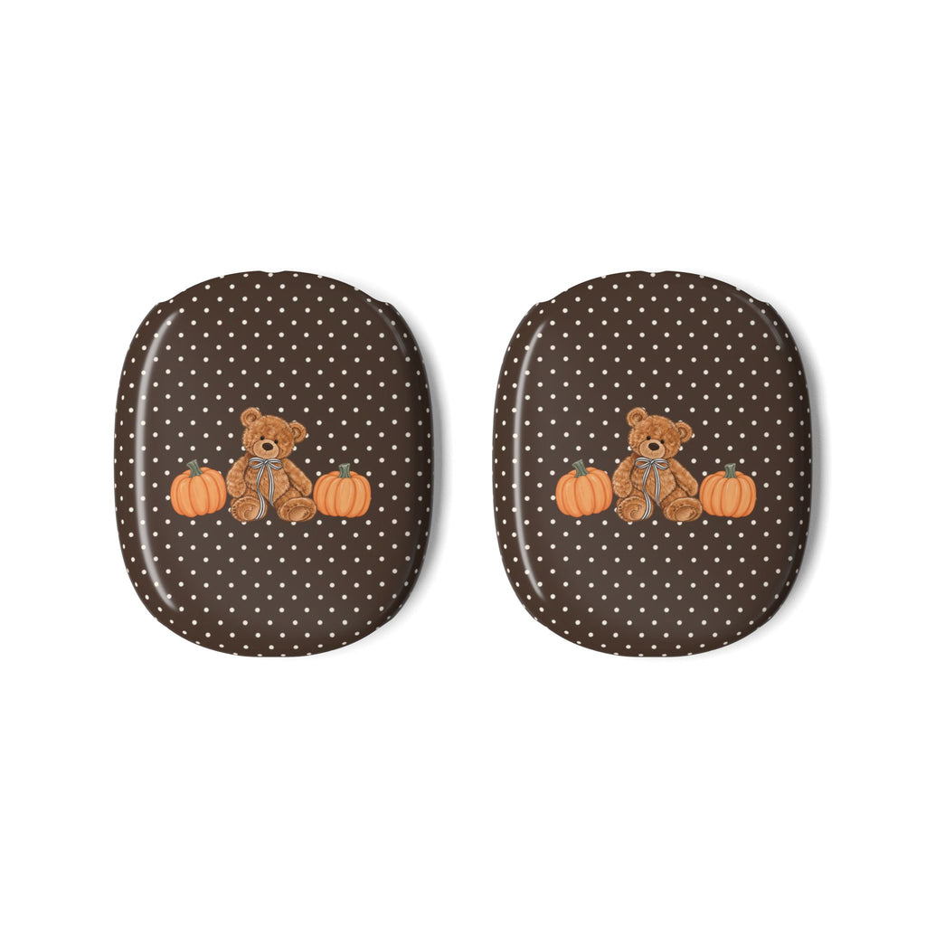 BROWN POLKA DOTS PUMPKIN TEDDY BEAR AIRPODS MAX CASE COVERS