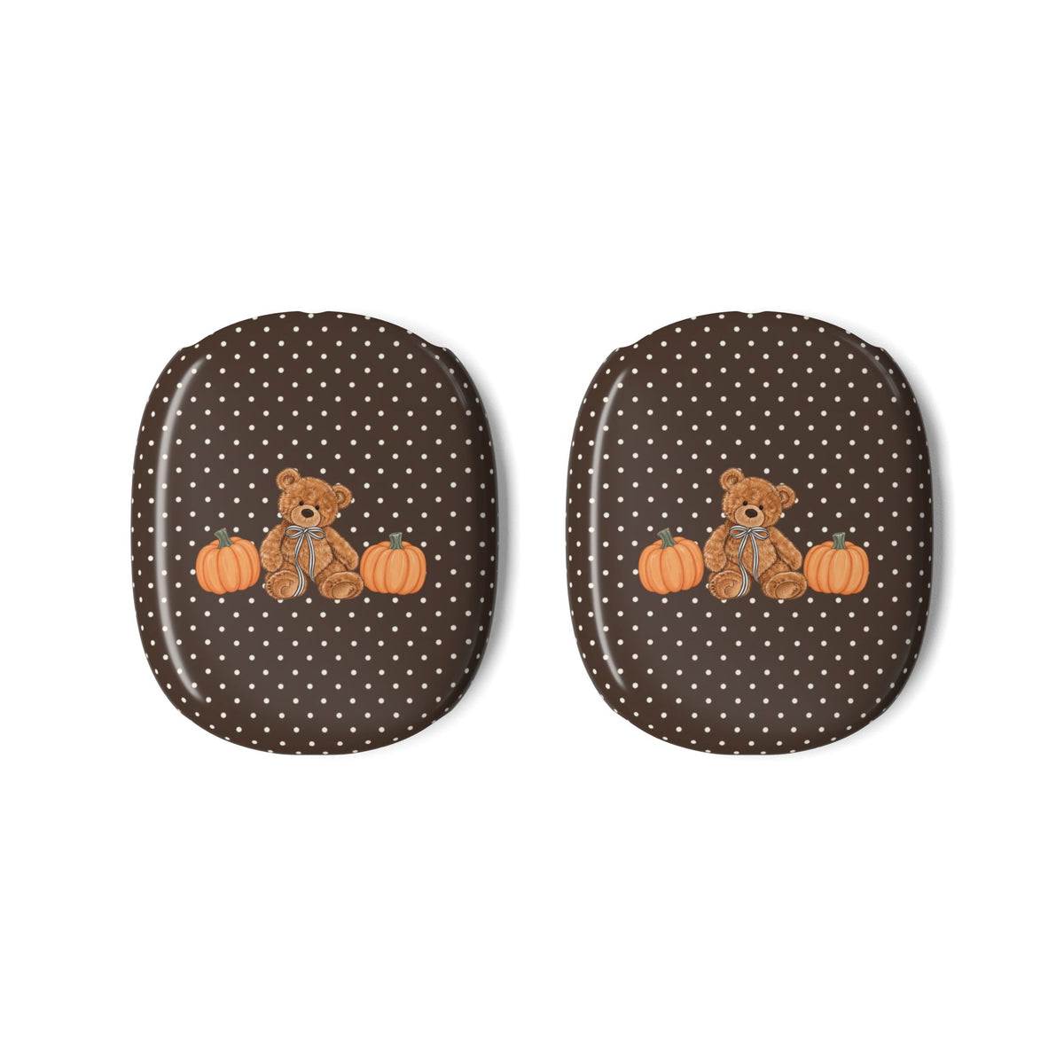 BROWN POLKA DOTS PUMPKIN TEDDY BEAR AIRPODS MAX CASE COVERS
