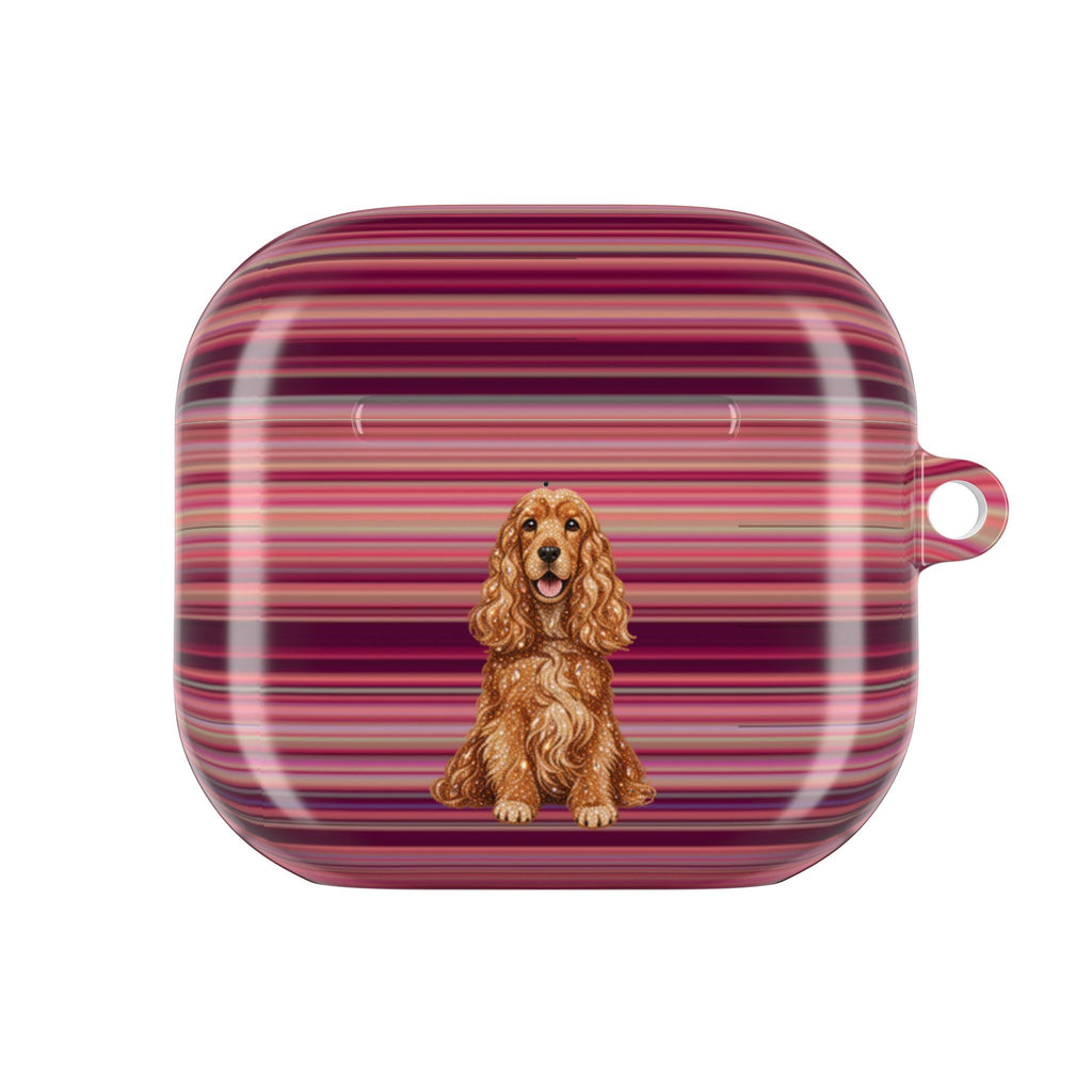 BURGUNDY STRIPES SPANIEL DOG AIRPOD CASE