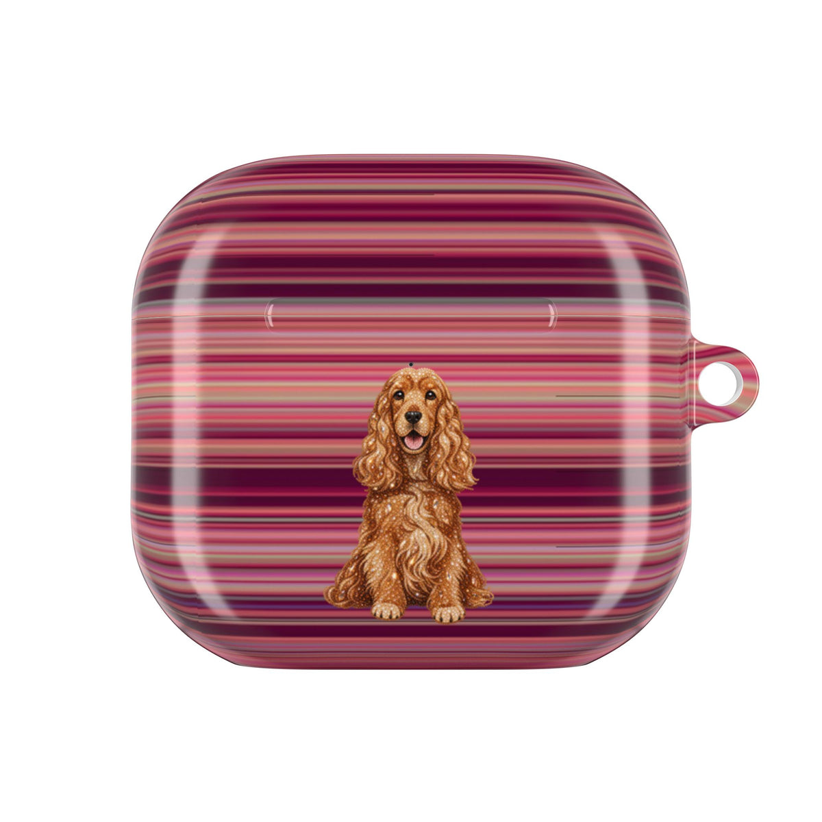 BURGUNDY STRIPES SPANIEL DOG AIRPOD CASE